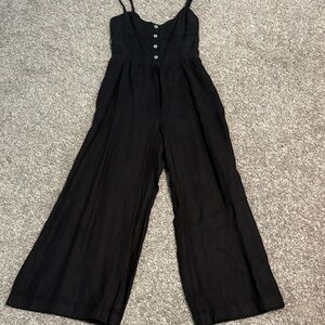 Madewell sleeveless black linen jumpsuit